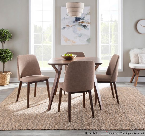 Tintori Brown Fabric Contemporary Dining Accent Chairs Set of 2
