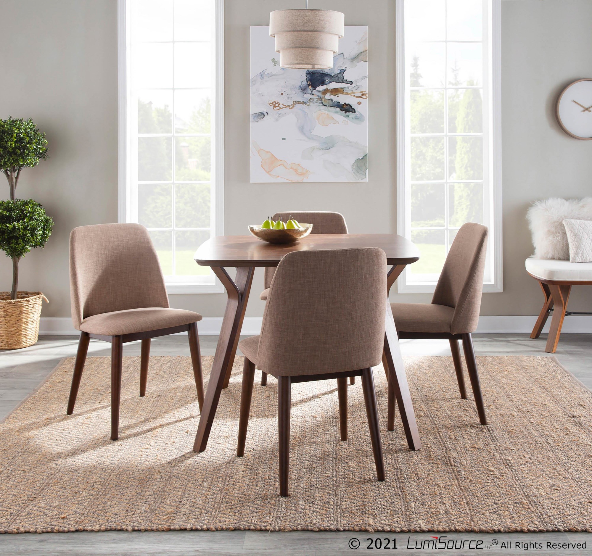 Tintori Brown Fabric Contemporary Dining Accent Chairs (Set of 2) 1 Tintori Brown Fabric Contemporary Dining Accent Chairs (Set of 2)