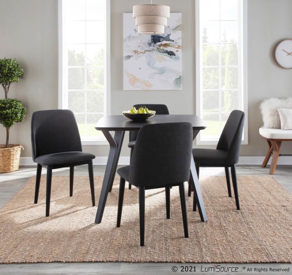 Tintori Charcoal Contemporary Fabric Dining Chairs Set of 2 1