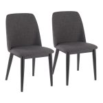 Tintori Charcoal Contemporary Fabric Dining Chairs (Set of 2)
