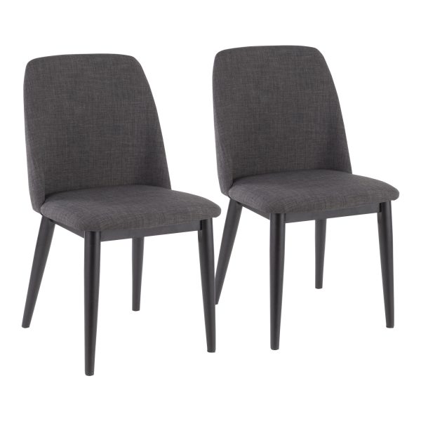 Tintori Charcoal Contemporary Fabric Dining Chairs Set of 2 3
