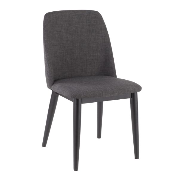 Tintori Charcoal Contemporary Fabric Dining Chairs Set of 2 4