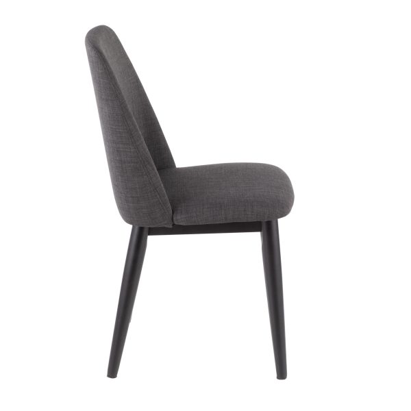 Tintori Charcoal Contemporary Fabric Dining Chairs Set of 2 5