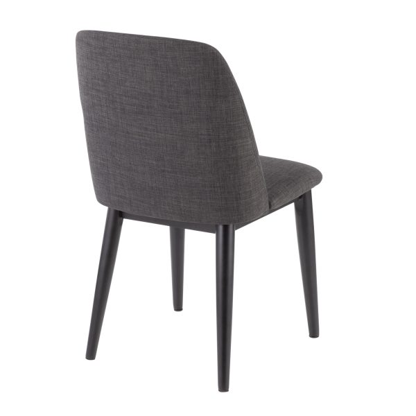 Tintori Charcoal Contemporary Fabric Dining Chairs Set of 2 6