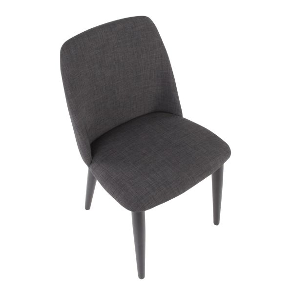 Tintori Charcoal Contemporary Fabric Dining Chairs Set of 2 9