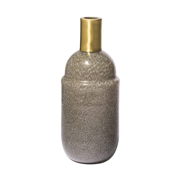 Toba II Tall BrownGold Spotted Gourd Style Vase