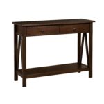 Tobacco Brown 2-Drawer Console Table with Storage Shelf