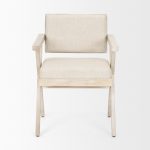 Topanga I Cream Fabric Wrap Blonde Wooden Frame Dining Chair