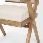 Topanga I Cream Fabric Wrap Medium Brown Wooden Frame Dining Chair