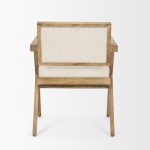 Topanga I Cream Fabric Wrap Medium Brown Wooden Frame Dining Chair