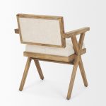 Topanga I Cream Fabric Wrap Medium Brown Wooden Frame Dining Chair