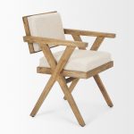 Topanga I Cream Fabric Wrap Medium Brown Wooden Frame Dining Chair