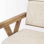 Topanga I Cream Fabric Wrap Medium Brown Wooden Frame Dining Chair
