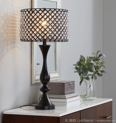 Topaz 27 Glam Oil Rubbed Bronze Crystal Table Lamp