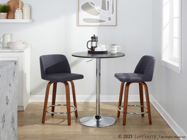 Toriano 24 Blue Mid Century Modern Swivel Counter Stools Set of 2 2