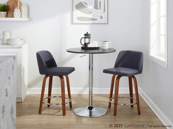 Toriano 24 Blue Mid Century Modern Swivel Counter Stools Set of 2 3