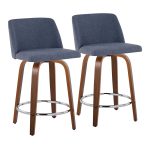 Toriano 24" Blue Mid-Century Modern Swivel Counter Stools (Set of 2) 16 Toriano 24" Blue Mid-Century Modern Swivel Counter Stools (Set of 2)
