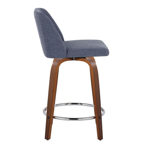 Toriano 24 Blue Mid Century Modern Swivel Counter Stools Set of 2 6
