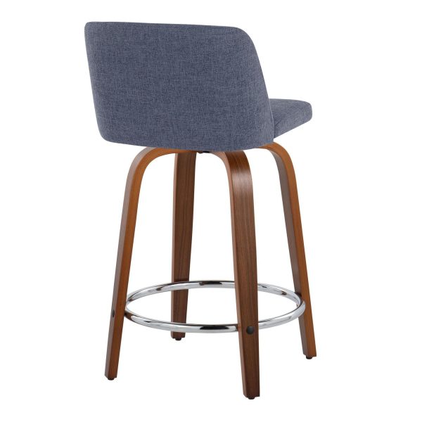 Toriano 24 Blue Mid Century Modern Swivel Counter Stools Set of 2 7