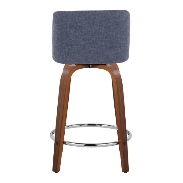 Toriano 24 Blue Mid Century Modern Swivel Counter Stools Set of 2 8