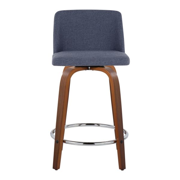 Toriano 24 Blue Mid Century Modern Swivel Counter Stools Set of 2 9