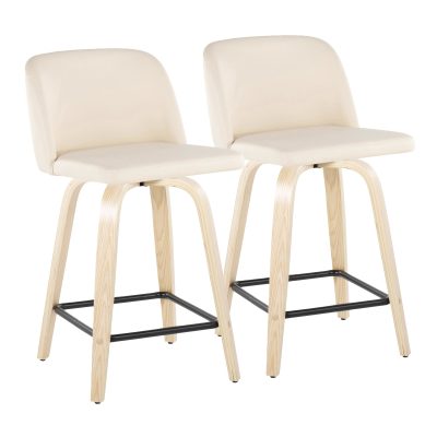 Toriano 24 Contemporary Cream Swivel Counter Stools (Set of 2)