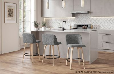 Toriano 24" Contemporary Grey Swivel Counter Stools (Set of 2)