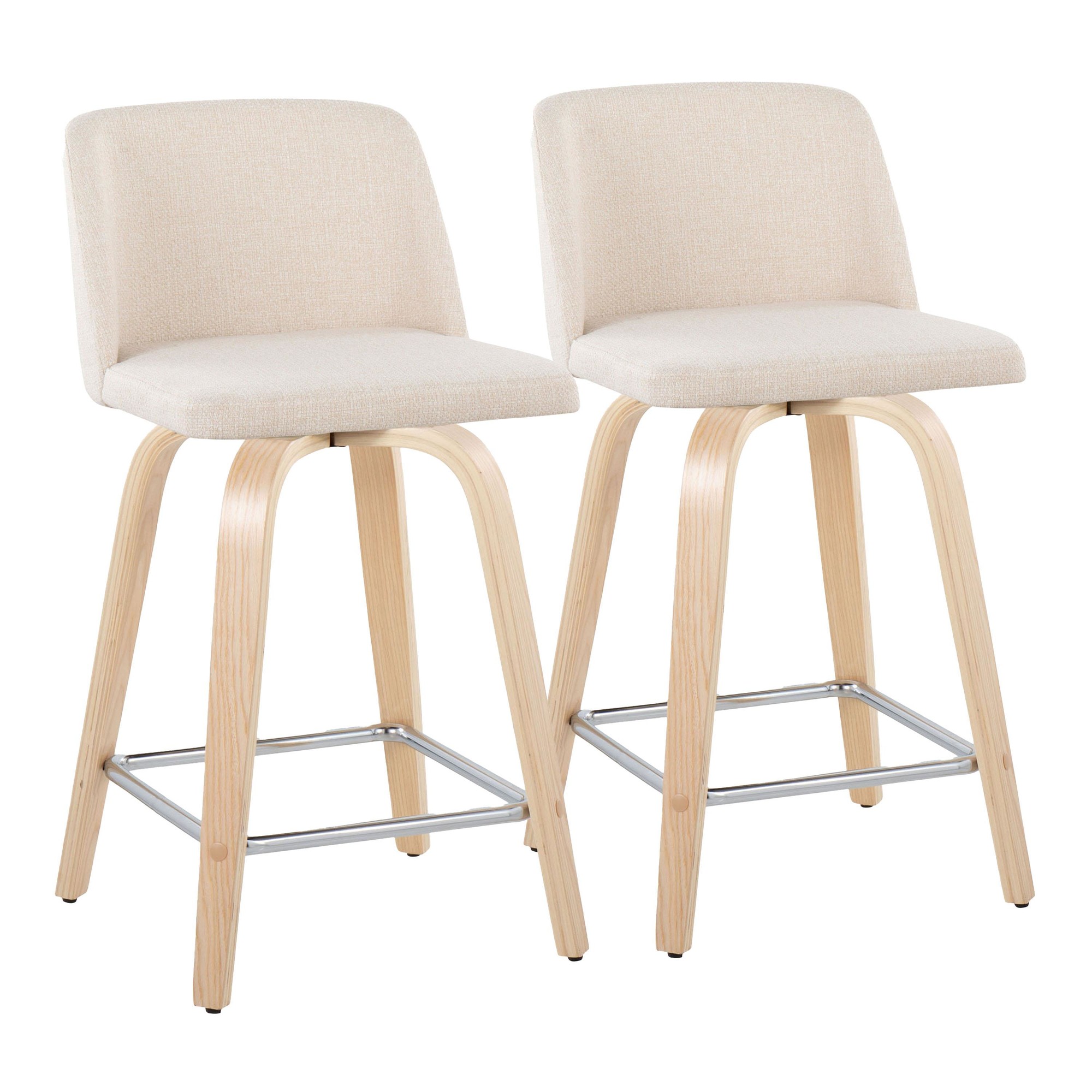 Toriano 24" Contemporary Natural/Cream Swivel Counter Stools (Set of 2) 1 Toriano 24" Contemporary Natural/Cream Swivel Counter Stools (Set of 2)