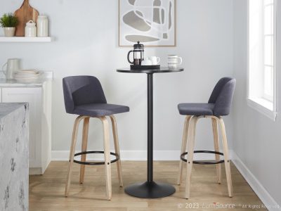 Toriano 24-Inch Blue Contemporary Swivel Barstools (Set of 2)