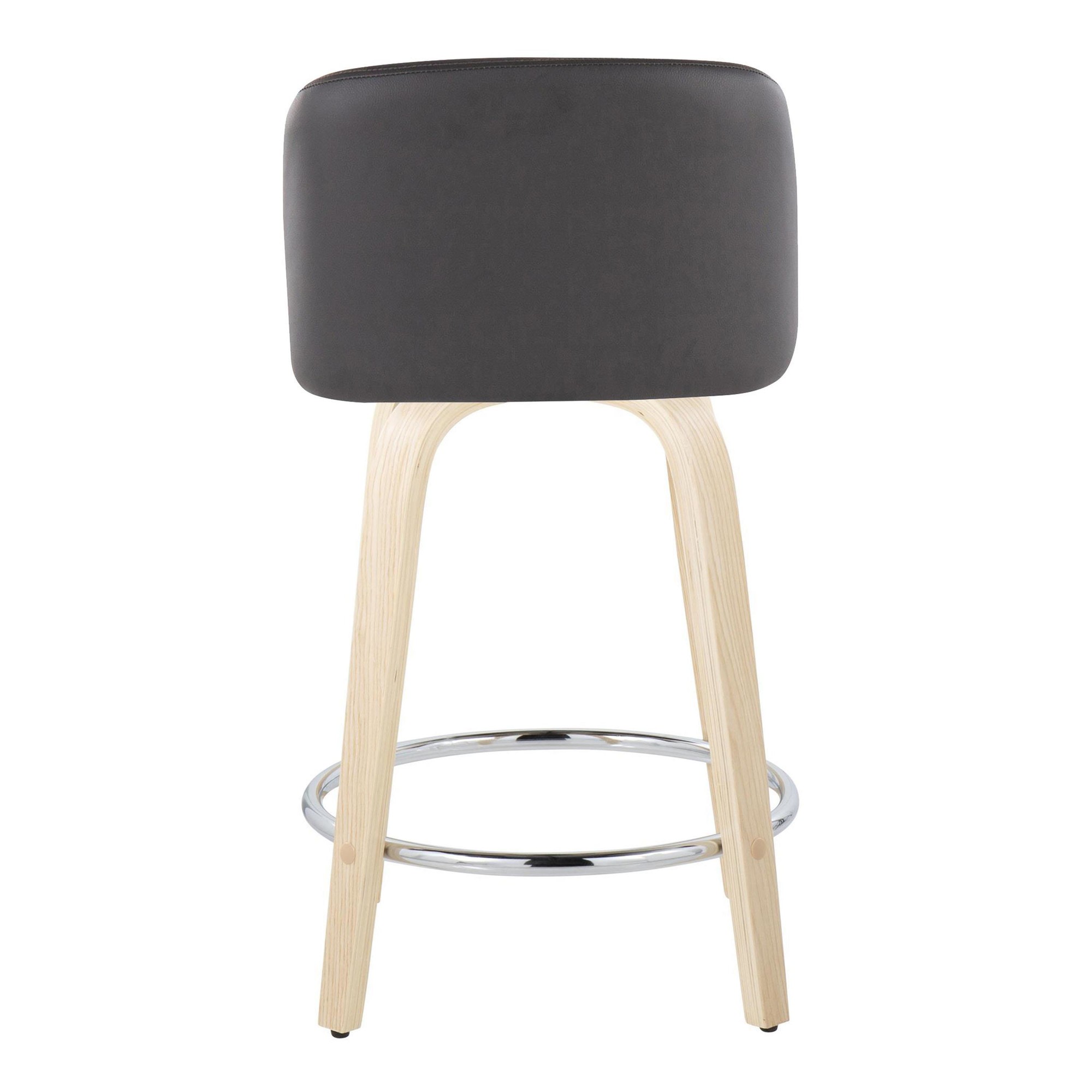 Toriano 24-Inch Contemporary Swivel Counter Stool in Natural Wood and Grey Faux Leather (Set of 2) (Set of 2) 7 Toriano 24-Inch Contemporary Swivel Counter Stool in Natural Wood and Grey Faux Leather (Set of 2) (Set of 2) - Image 7