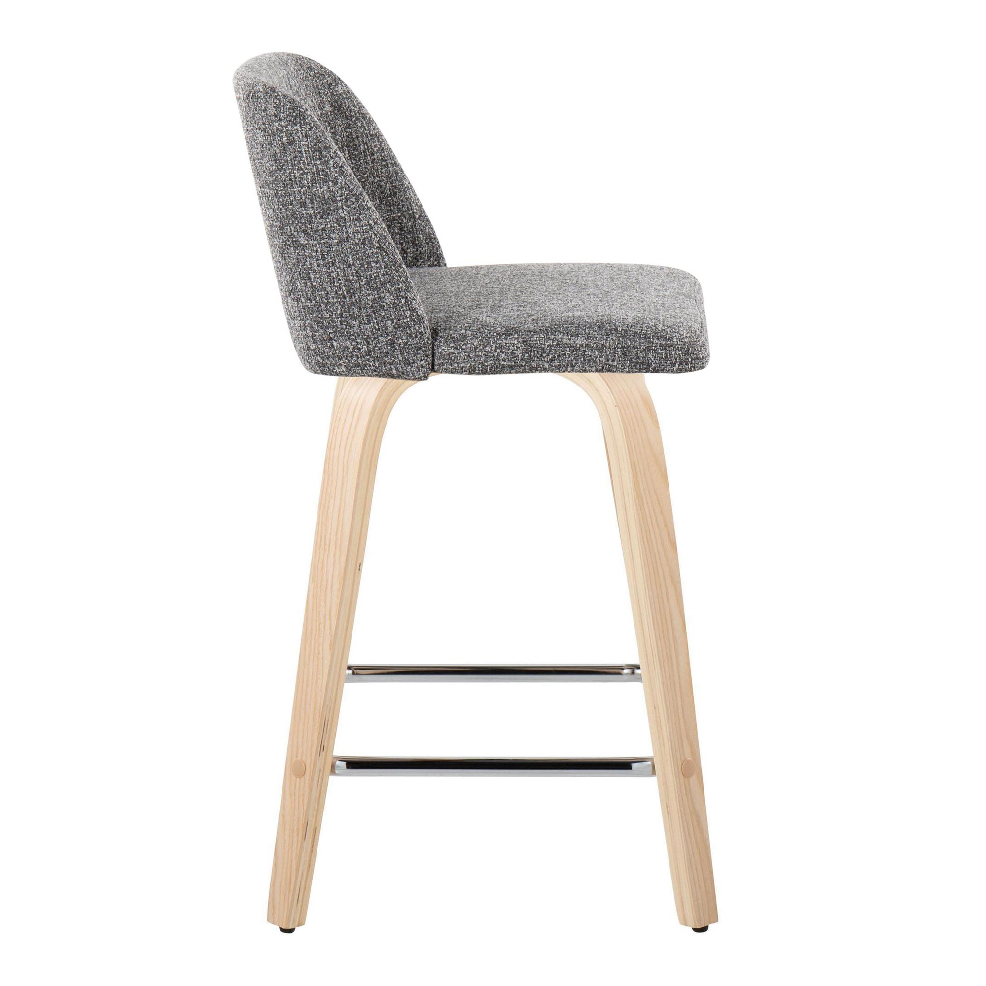 Toriano 24-Inch Contemporary Swivel Counter Stools in Grey (Set of 2) (Set of 2) 3 Toriano 24-Inch Contemporary Swivel Counter Stools in Grey (Set of 2) (Set of 2) - Image 3