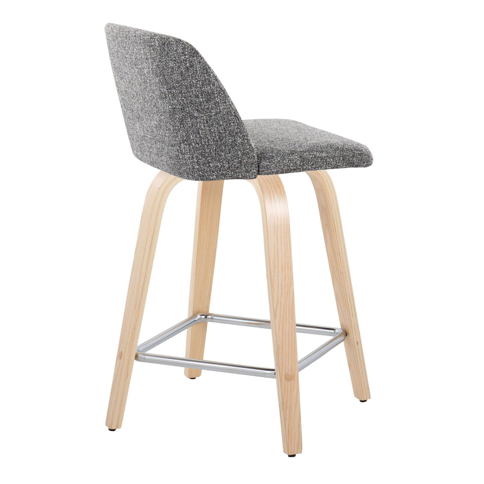 Toriano 24-Inch Contemporary Swivel Counter Stools in Grey (Set of 2) (Set of 2) 4 Toriano 24-Inch Contemporary Swivel Counter Stools in Grey (Set of 2) (Set of 2) - Image 4
