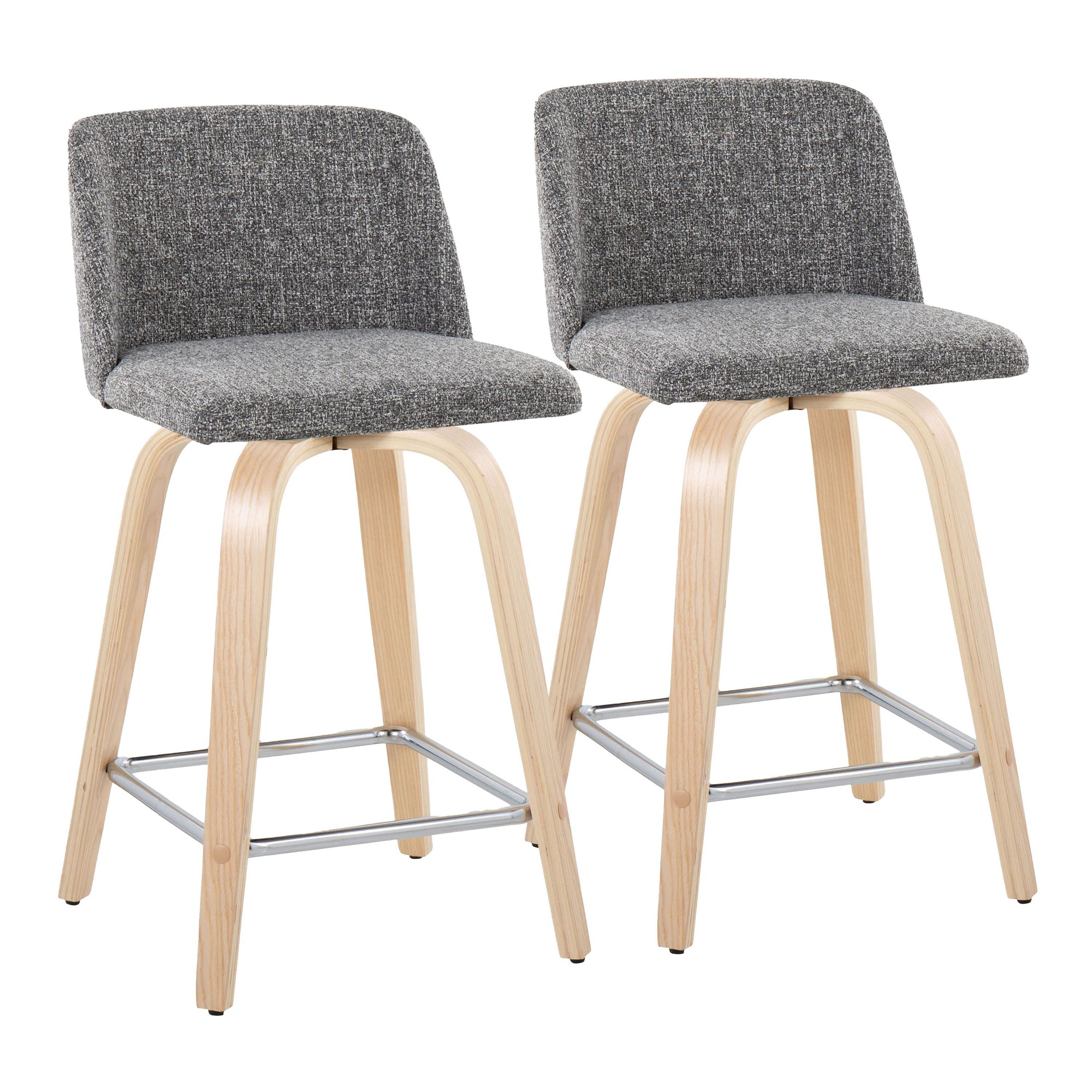 Toriano 24-Inch Contemporary Swivel Counter Stools in Grey (Set of 2) (Set of 2) 1 Toriano 24-Inch Contemporary Swivel Counter Stools in Grey (Set of 2) (Set of 2)