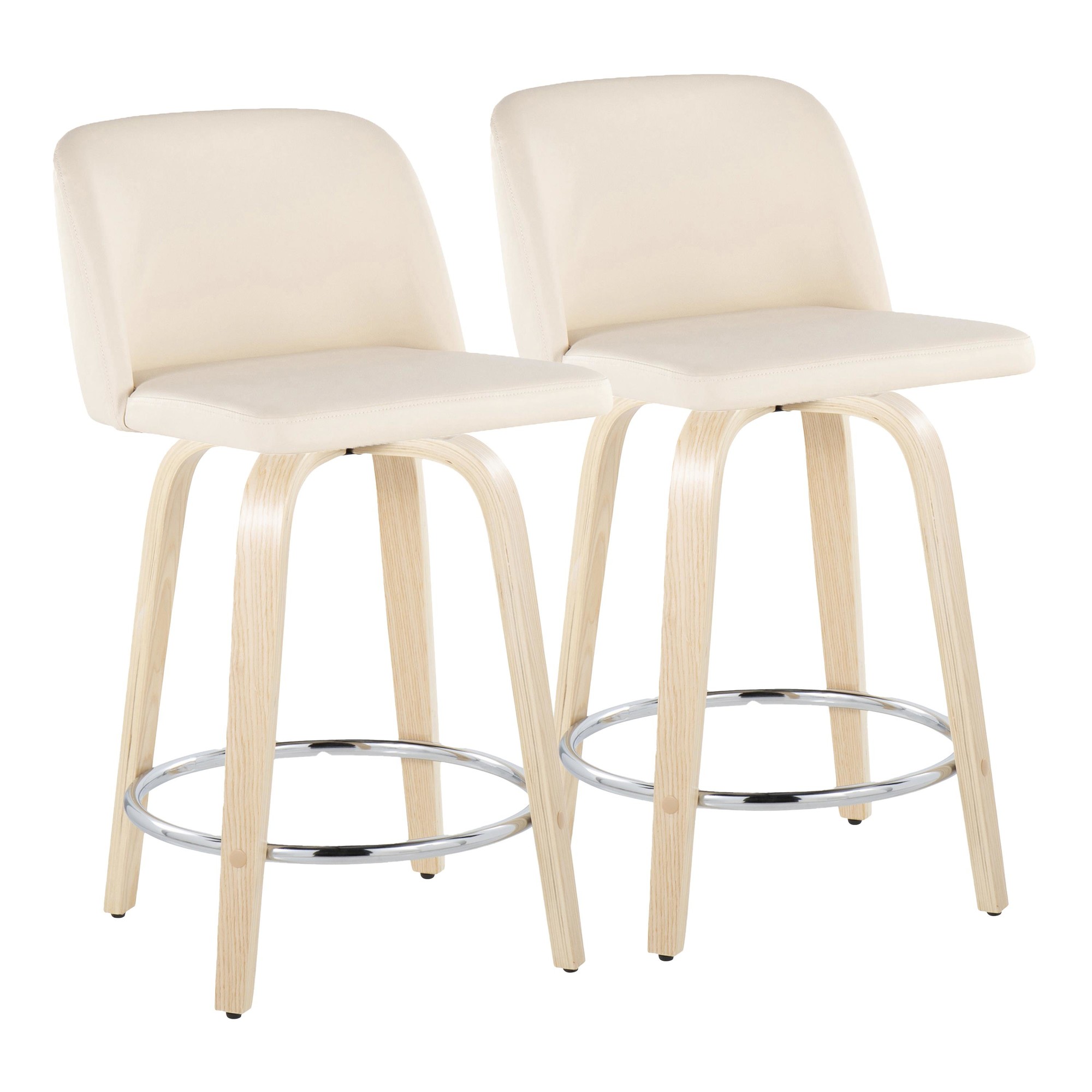 Toriano 24-Inch Cream Swivel Contemporary Counter Stools (Set of 2) 2 Toriano 24-Inch Cream Swivel Contemporary Counter Stools (Set of 2) - Image 2