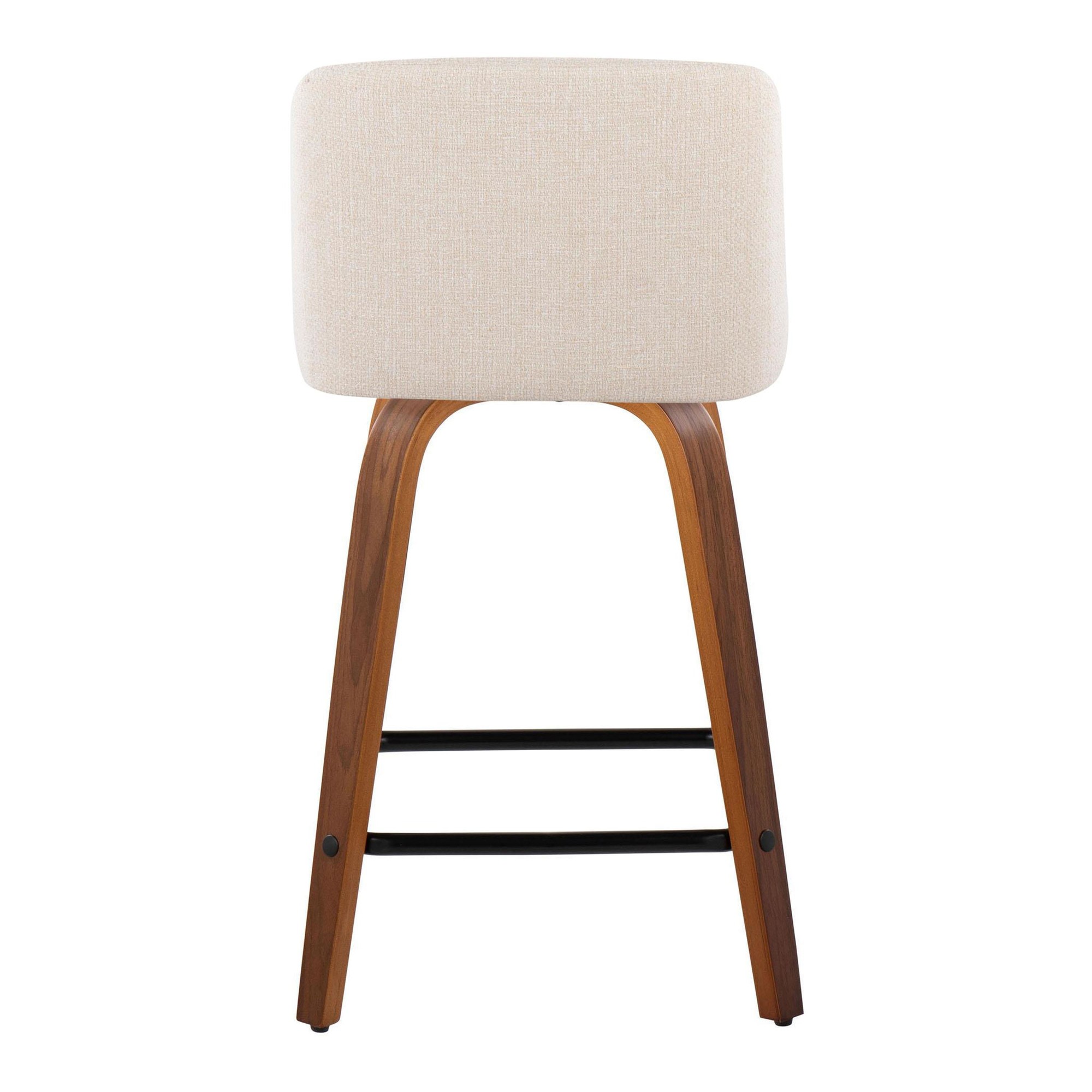 Toriano 24-Inch Mid-Century Modern Swivel Counter Stool in Walnut and Cream with Footrest (Set of 2) (Set of 2) 5 Toriano 24-Inch Mid-Century Modern Swivel Counter Stool in Walnut and Cream with Footrest (Set of 2) (Set of 2) - Image 5