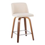 Toriano 24-Inch Mid-Century Modern Swivel Counter Stools (Set of 2)