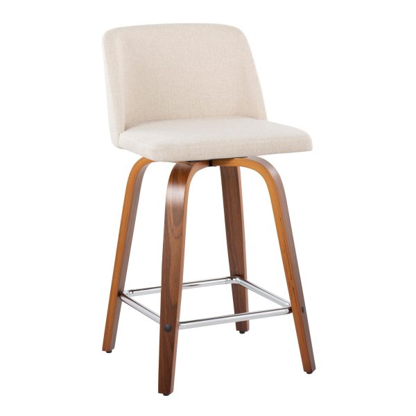 Toriano 24 Inch Mid Century Modern Swivel Counter Stools Set of 2 1