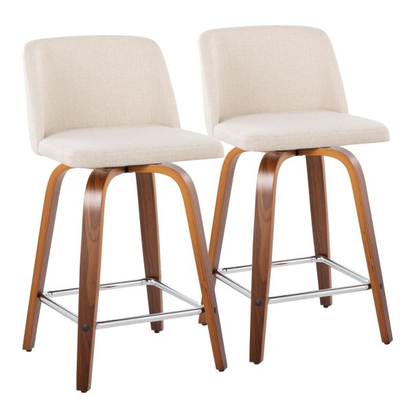 Toriano 24 Inch Mid Century Modern Swivel Counter Stools Set of 2