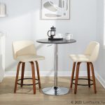 Toriano 24-Inch Mid-Century Modern Swivel Counter Stools in Walnut and Cream Faux Leather (Set of 2) (Set of 2)