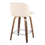 Toriano 24-Inch Mid-Century Modern Walnut Cream Swivel Counter Stools (Set of 2) 11 Toriano 24-Inch Mid-Century Modern Walnut Cream Swivel Counter Stools (Set of 2)