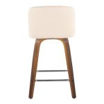 Toriano 24-Inch Mid-Century Modern Walnut Cream Swivel Counter Stools (Set of 2) 12 Toriano 24-Inch Mid-Century Modern Walnut Cream Swivel Counter Stools (Set of 2)