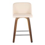 Toriano 24-Inch Mid-Century Modern Walnut Cream Swivel Counter Stools (Set of 2) 13 Toriano 24-Inch Mid-Century Modern Walnut Cream Swivel Counter Stools (Set of 2)