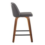 Toriano 24 Inch Mid-Century Modern Walnut Grey Swivel Stools (Set of 2) 10 Toriano 24 Inch Mid-Century Modern Walnut Grey Swivel Stools (Set of 2)