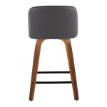 Toriano 24 Inch Mid-Century Modern Walnut Grey Swivel Stools (Set of 2) 12 Toriano 24 Inch Mid-Century Modern Walnut Grey Swivel Stools (Set of 2)