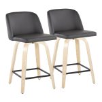 Toriano 24-Inch Natural/Grey Contemporary Swivel Counter Stools (Set of 2) 12 Toriano 24-Inch Natural/Grey Contemporary Swivel Counter Stools (Set of 2)