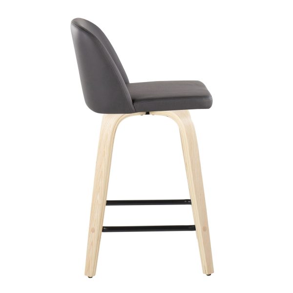 Toriano 24 Inch NaturalGrey Contemporary Swivel Counter Stools Set of 2 4