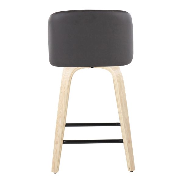 Toriano 24 Inch NaturalGrey Contemporary Swivel Counter Stools Set of 2 6