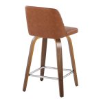 Toriano 24-Inch Walnut Wood Camel Swivel Counter Stools (Set of 2)