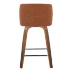 Toriano 24-Inch Walnut Wood Camel Swivel Counter Stools (Set of 2)