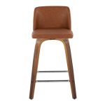 Toriano 24-Inch Walnut Wood Camel Swivel Counter Stools (Set of 2)
